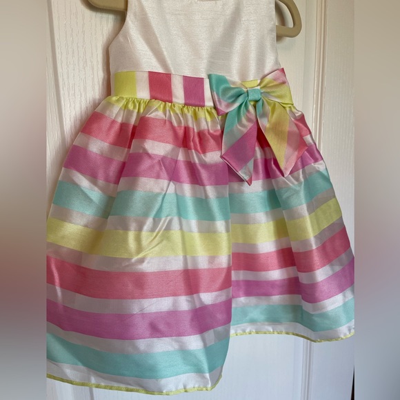 NWOT Rare Editions Pastel Striped Party Dress - Picture 2 of 8
